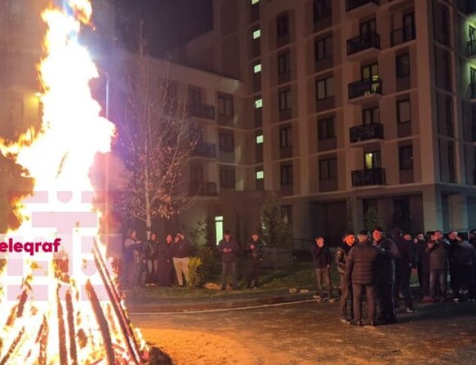 Ağdam şəhərində ilk bayram tonqalı qalandı - FOTO