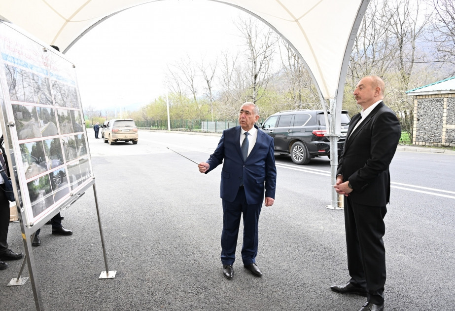 Prezident İlham Əliyev avtomobil yolunun açılışında iştirak edib